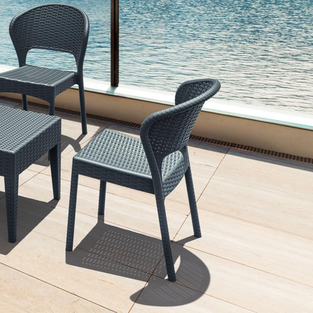 Daytona Resin Wickerlook Dining Chair Dark Gray, Set of 2. Picture 11