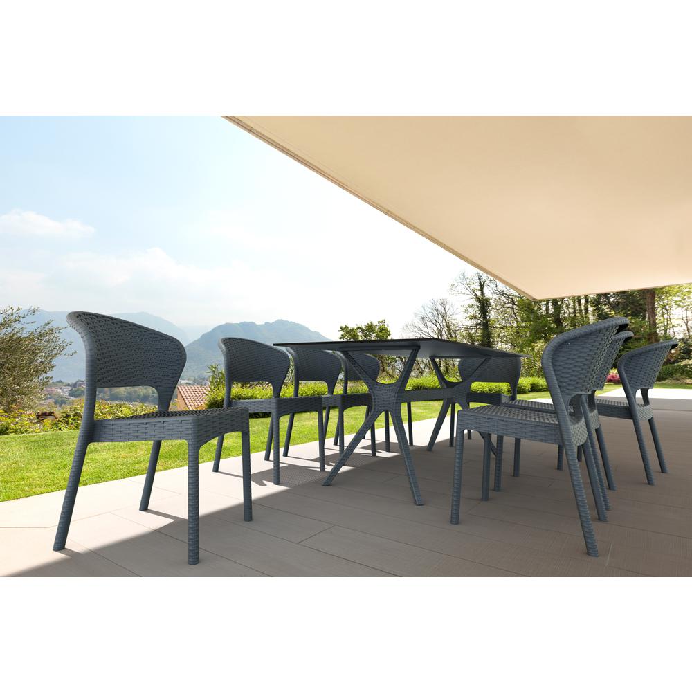 Daytona Resin Wickerlook Dining Chair Dark Gray, Set of 2. Picture 13
