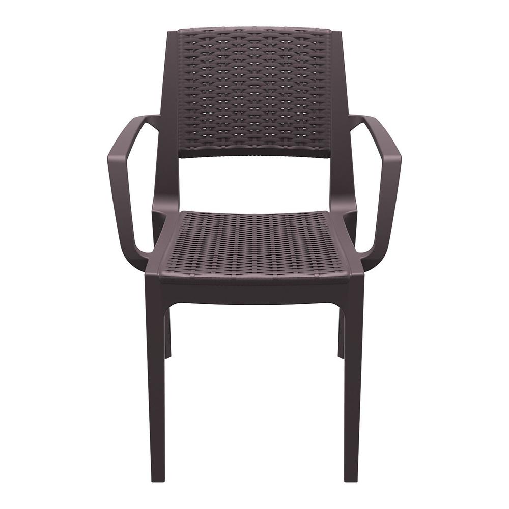 Capri Resin Dining Arm Chair Brown, Set of 2. Picture 4