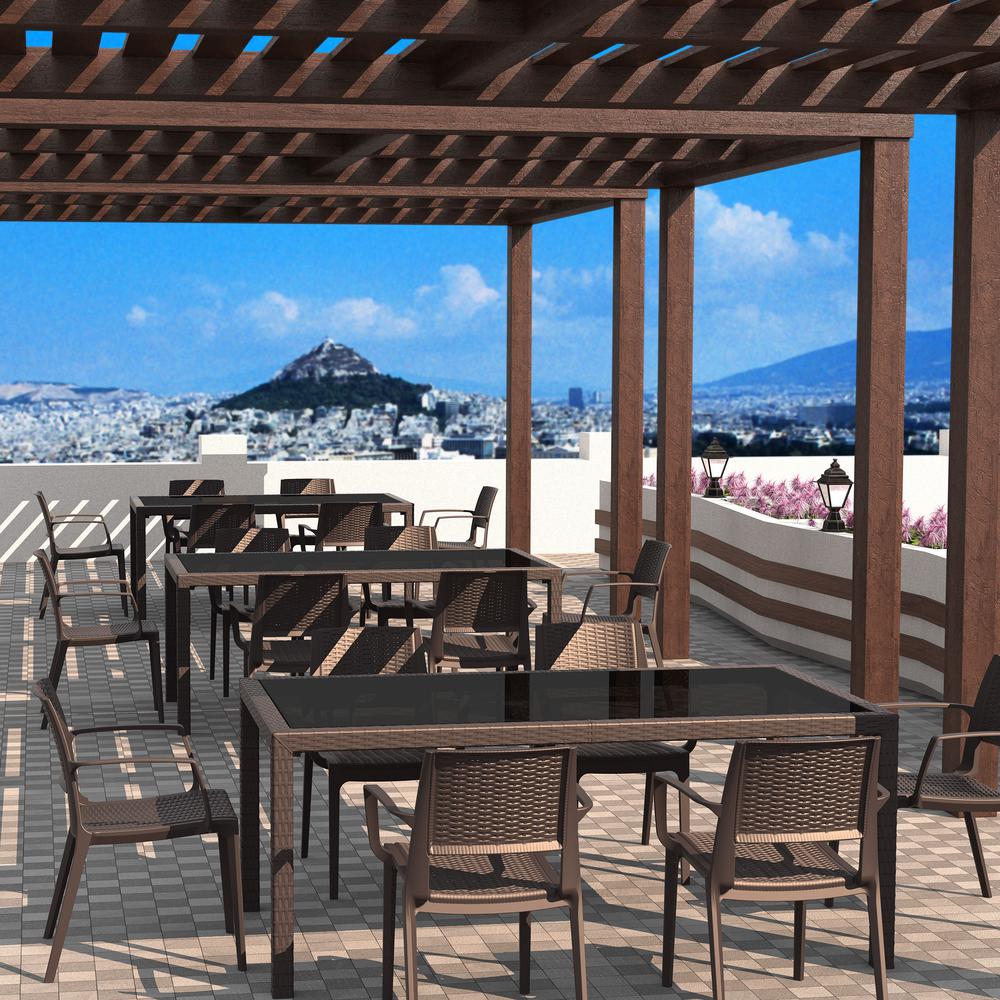 Capri Resin Dining Arm Chair Brown, Set of 2. Picture 10