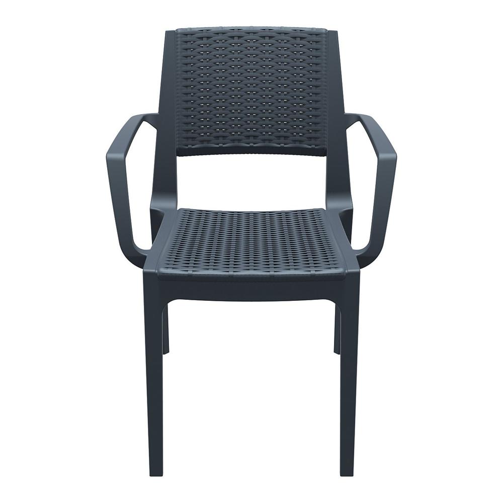 Capri Resin Dining Arm Chair Dark Gray, Set of 2. Picture 4