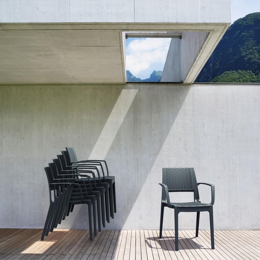 Capri Resin Dining Arm Chair Dark Gray, Set of 2. Picture 8