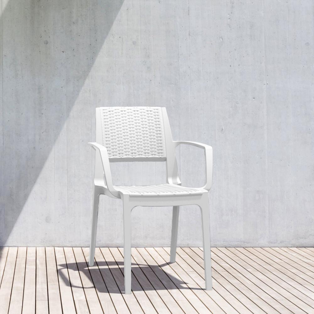 Capri Resin Dining Arm Chair White, Set of 2. Picture 8