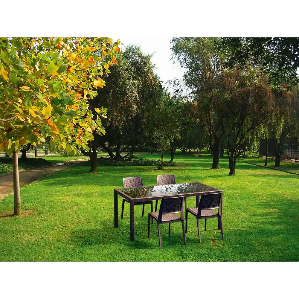 Verona Resin Wickerlook Dining Chair Brown, Set of 2. Picture 2