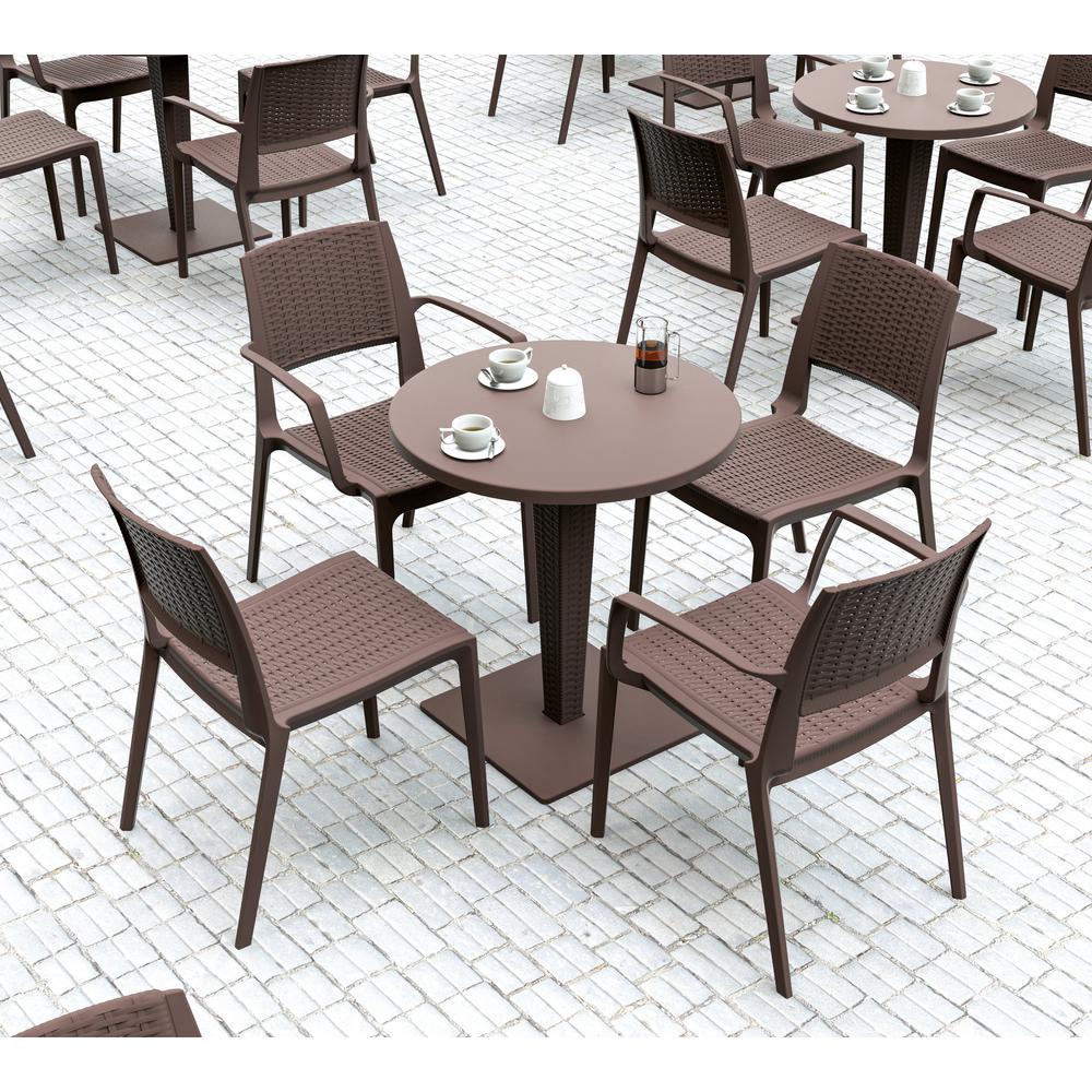 Verona Resin Wickerlook Dining Chair Brown, Set of 2. Picture 3