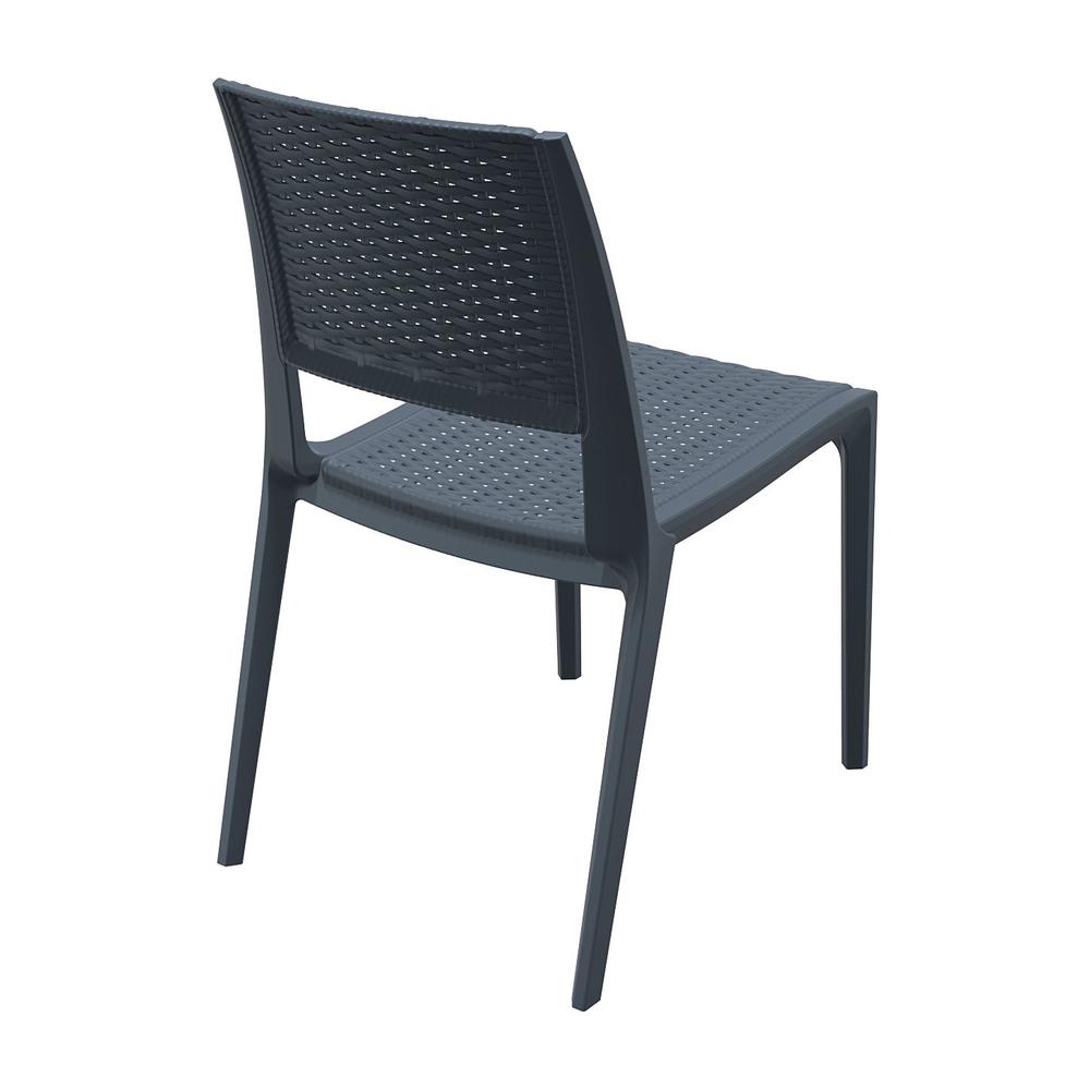 Verona Resin Wickerlook Dining Chair Dark Gray, Set of 2. Picture 2
