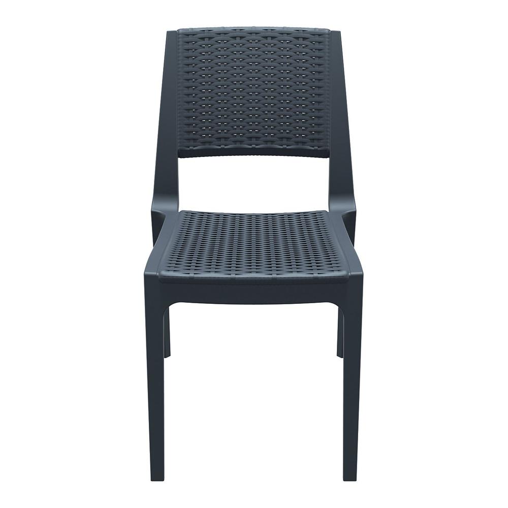Verona Resin Wickerlook Dining Chair Dark Gray, Set of 2. Picture 3