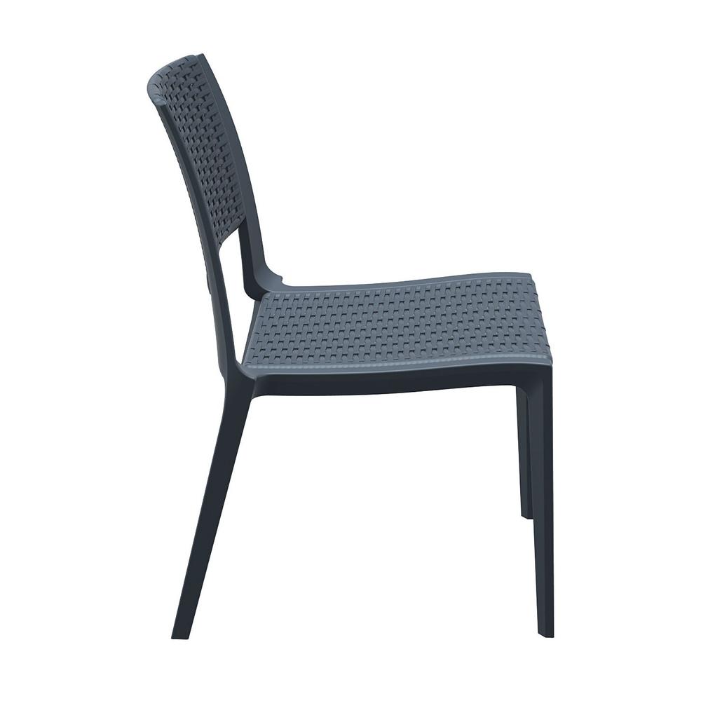 Verona Resin Wickerlook Dining Chair Dark Gray, Set of 2. Picture 4