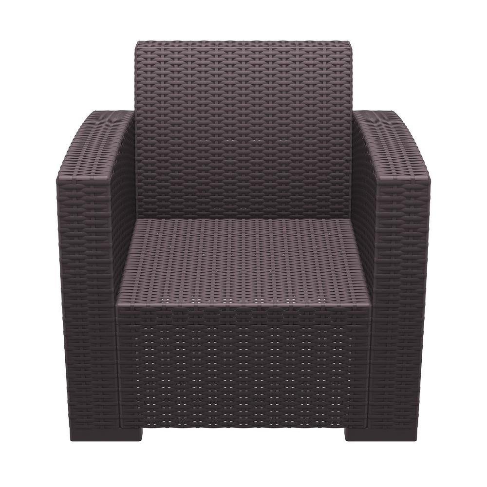 Monaco Resin Patio Club Chair Brown with Sunbrella Natural Cushion. Picture 13