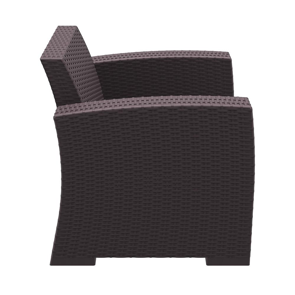 Monaco Resin Patio Club Chair Brown with Sunbrella Natural Cushion. Picture 14