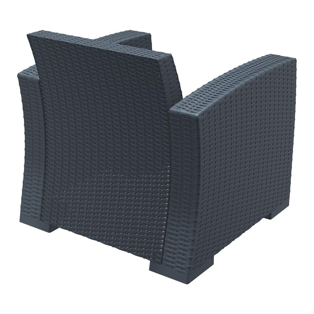 Monaco Resin Patio Club Chair Dark Gray with Sunbrella Natural Cushion. Picture 9