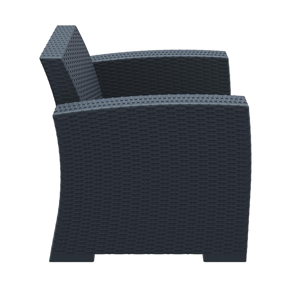 Monaco Resin Patio Club Chair Dark Gray with Sunbrella Natural Cushion. Picture 11