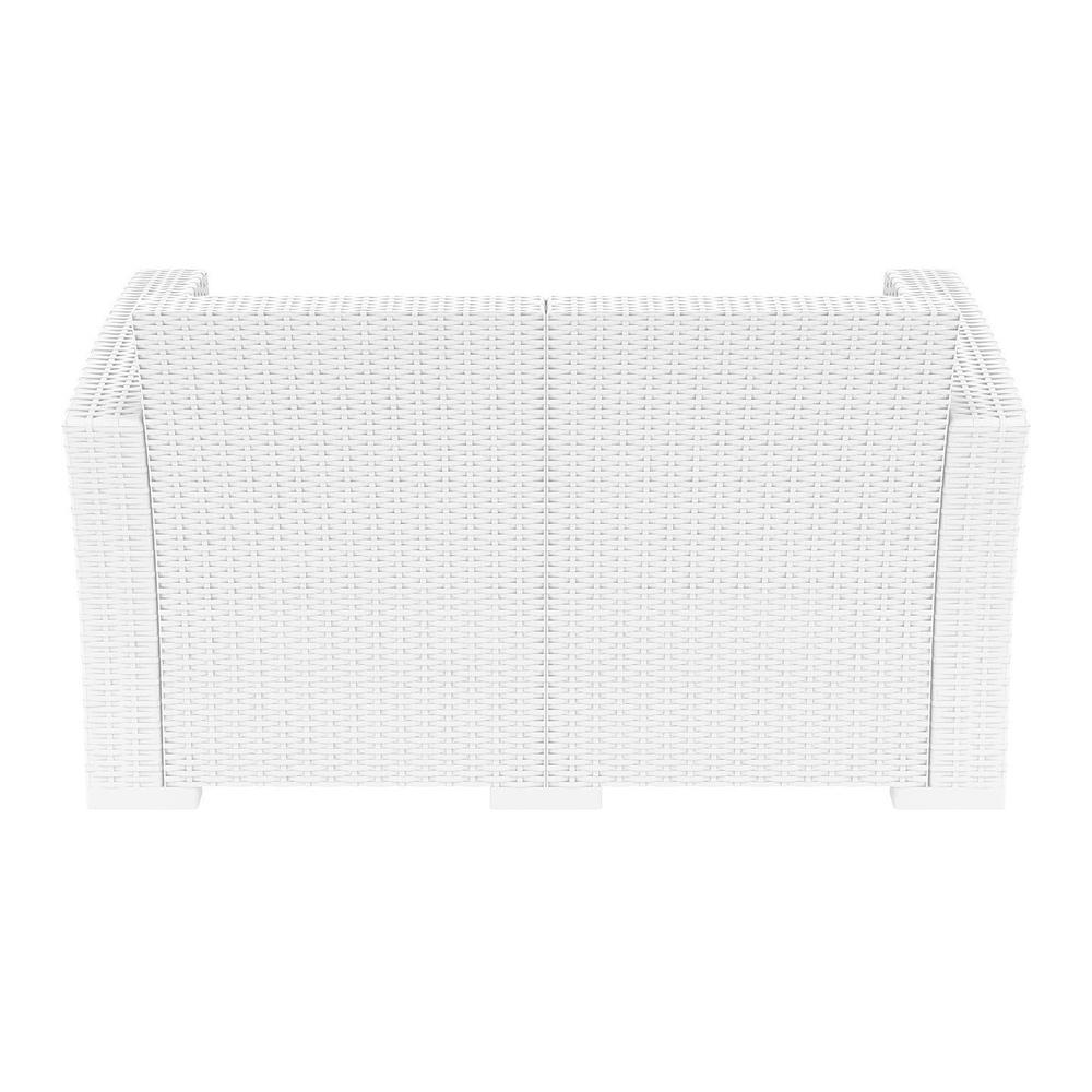 Wickerlook Loveseat with Sunbrella Natural Cushion, White,  Belen Kox. Picture 5