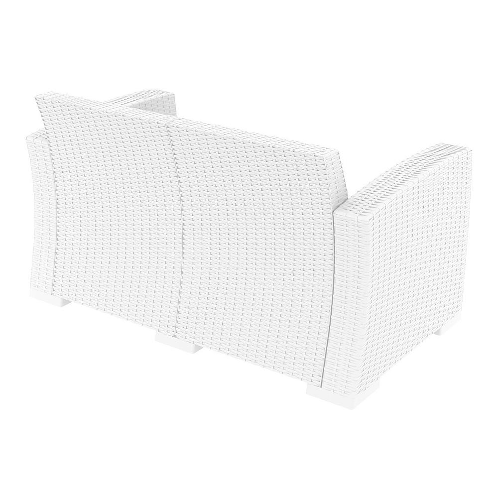 Wickerlook Loveseat with Sunbrella Natural Cushion, White,  Belen Kox. Picture 6