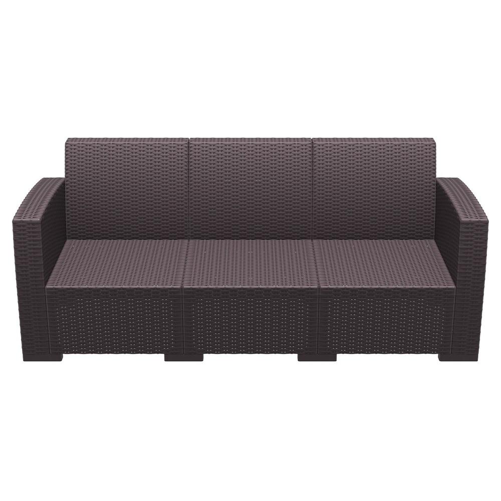 Monaco Resin Patio Sofa Brown with Sunbrella Natural Cushion. Picture 4