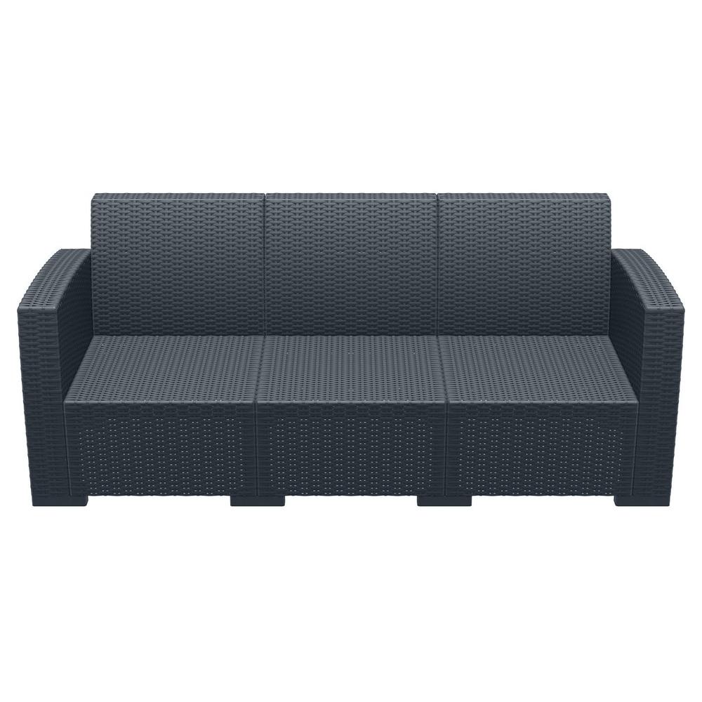 Monaco Resin Patio Sofa Dark Gray with Sunbrella Natural Cushion. Picture 6