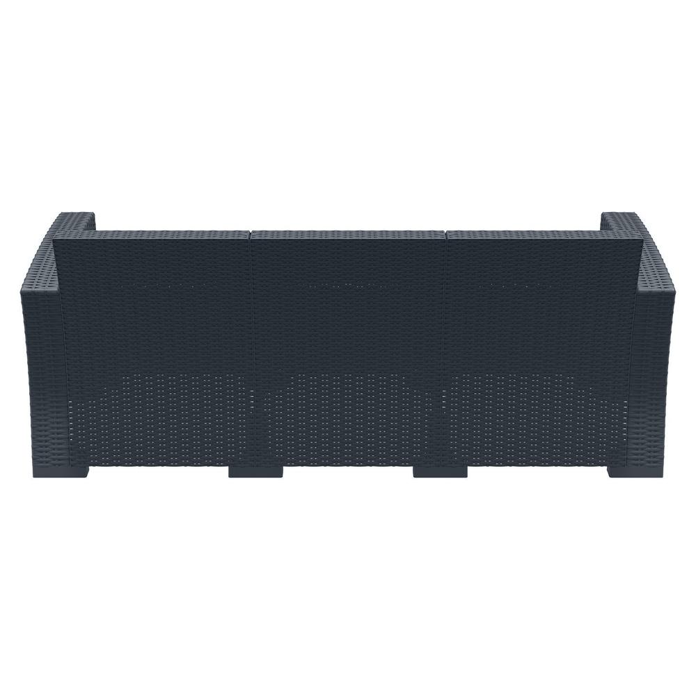Monaco Resin Patio Sofa Dark Gray with Sunbrella Natural Cushion. Picture 7