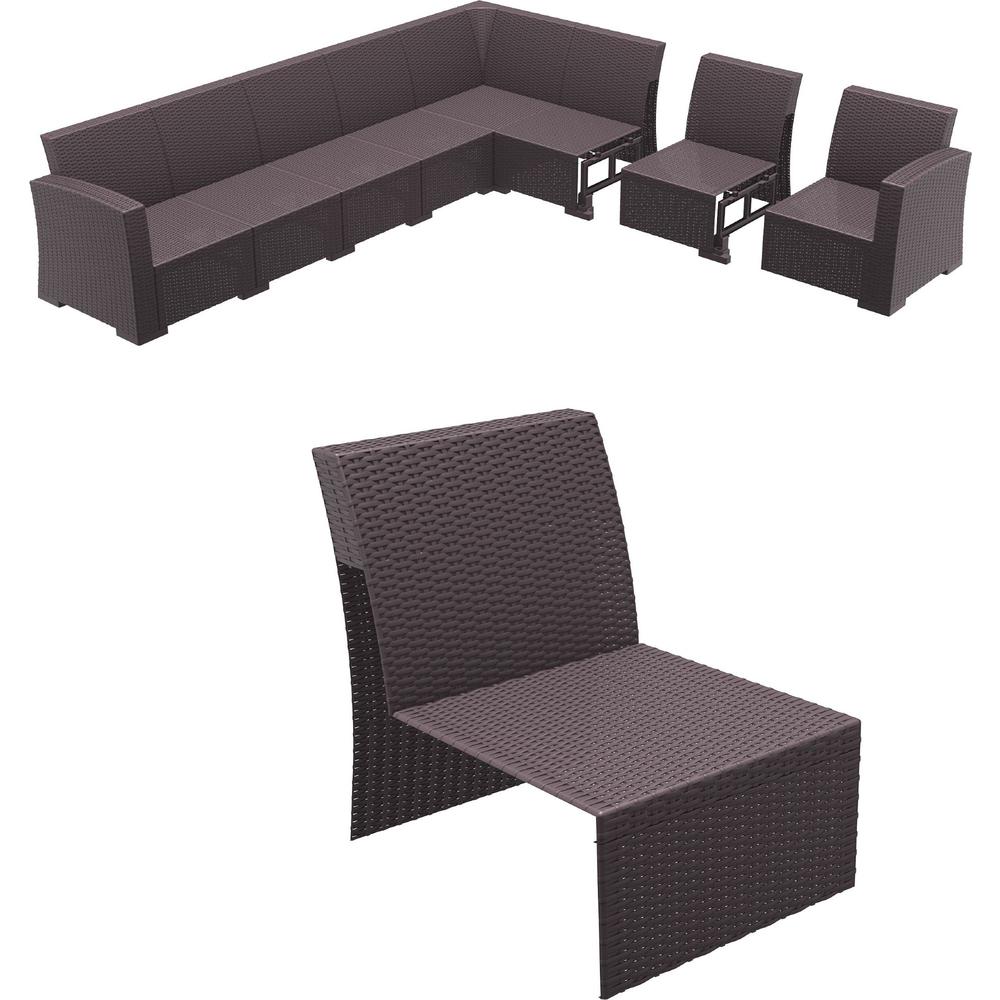 Monaco Sectional Extension Part Brown with Sunbrella Natural Cushion. Picture 1