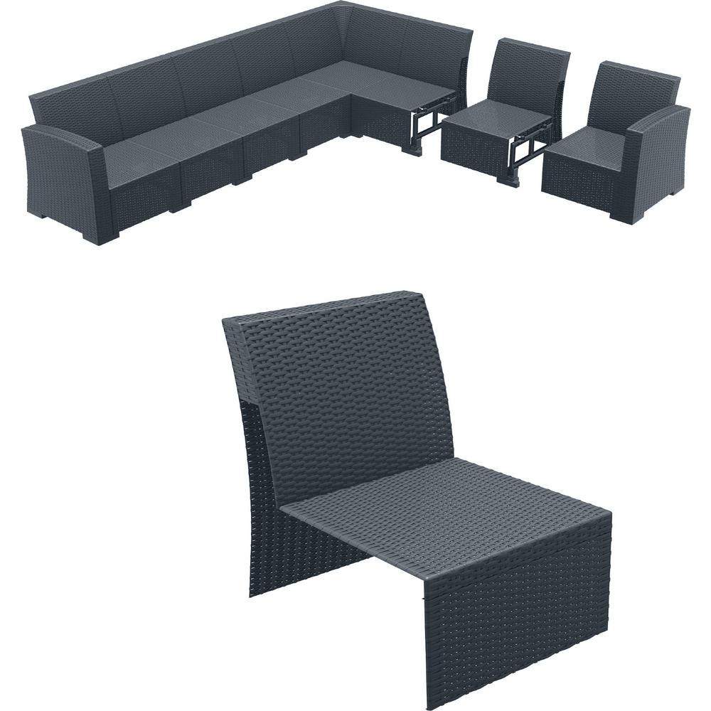 Monaco Sectional Extension Part Dark Gray with Sunbrella Natural Cushion. Picture 1