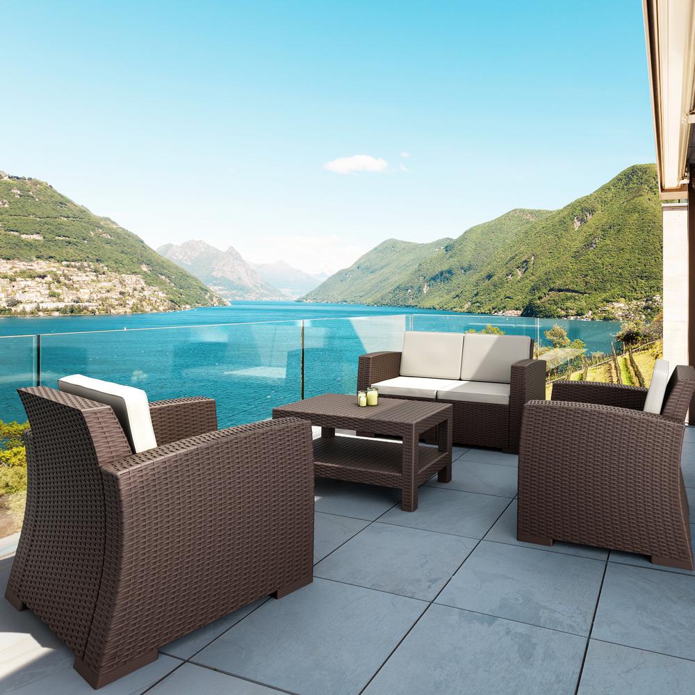 Monaco Rectangle Patio Coffee Table Brown. Picture 3