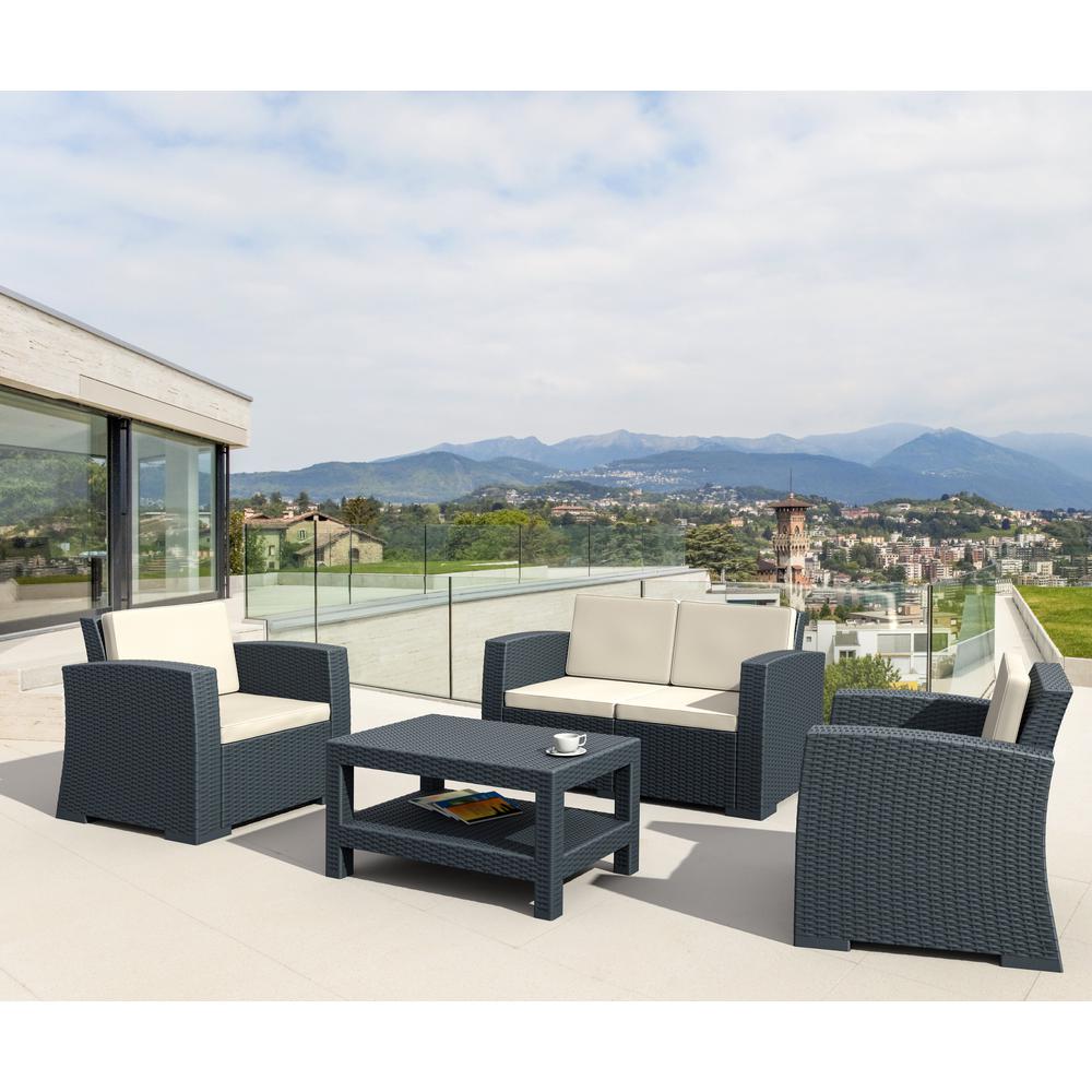 Monaco Rectangle Patio Coffee Table Dark Gray. Picture 4