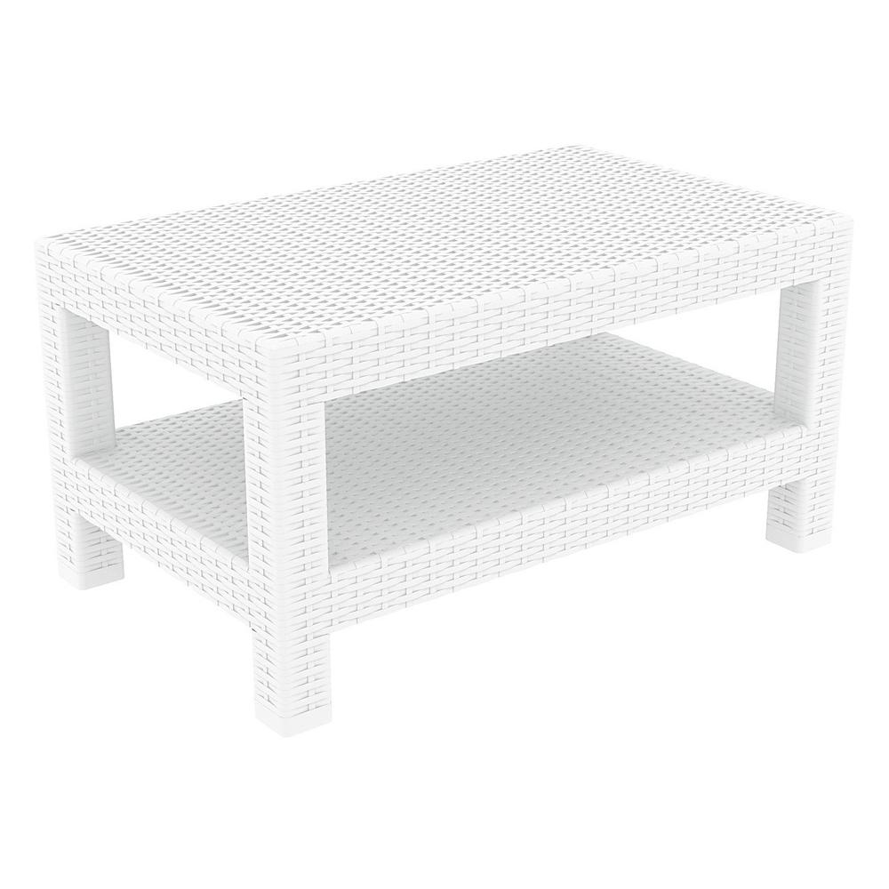Monaco Rectangle Patio Coffee Table White. Picture 1