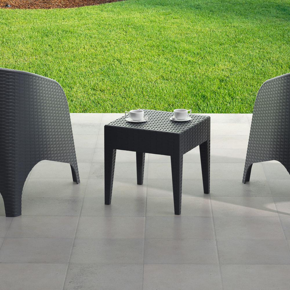 Miami Square Resin Side Table Dark Gray. Picture 3
