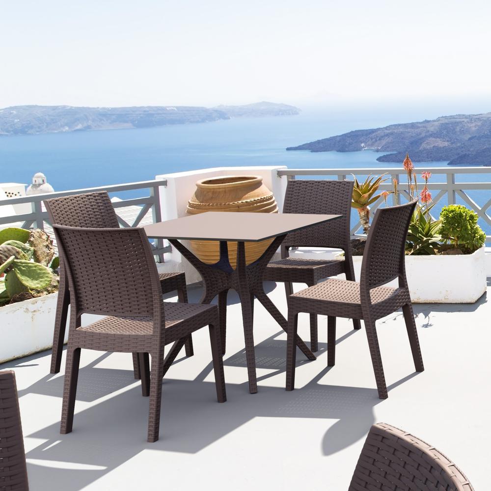 Ibiza Outdoor Dining Set 5 Piece Square Brown. Picture 2
