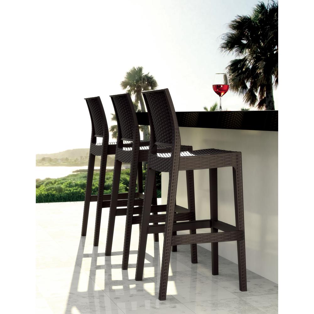 Jamaica Resin Wickerlook Bar Stool Brown, Set of 2. Picture 6