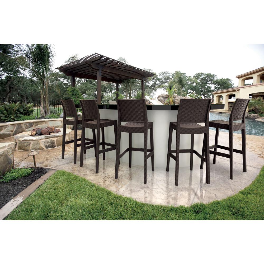 Jamaica Resin Wickerlook Bar Stool Brown, Set of 2. Picture 7