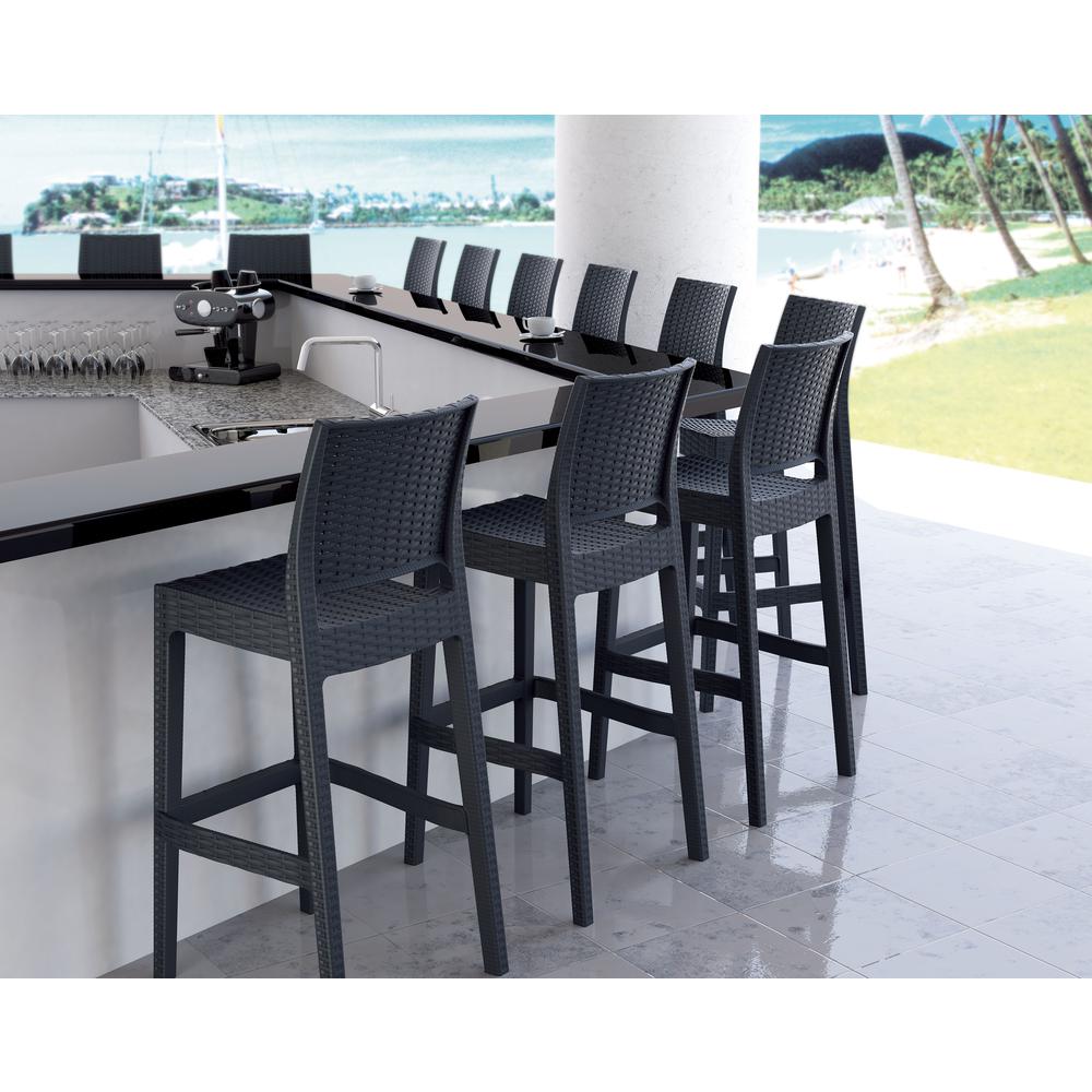 Jamaica Resin Wickerlook Bar Stool Dark Gray, Set of 2. Picture 3