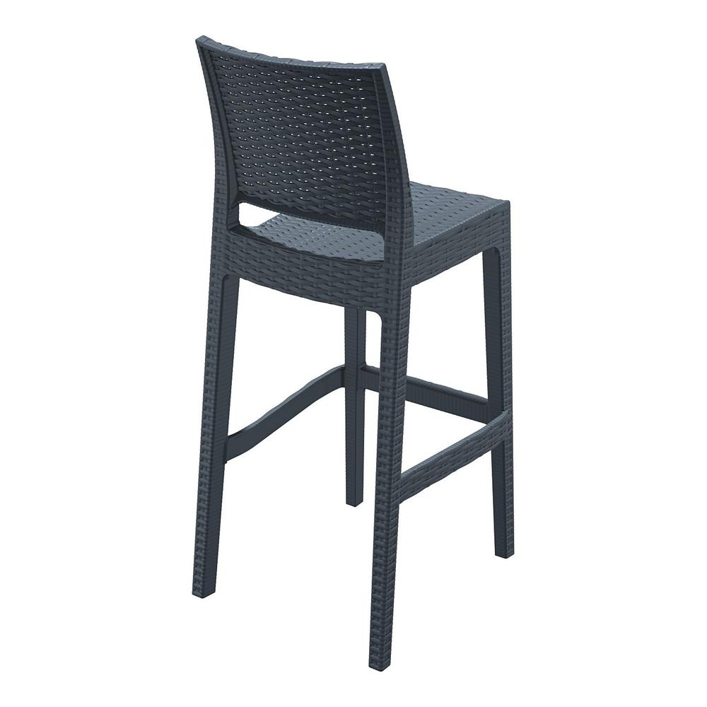 Jamaica Resin Wickerlook Bar Stool Dark Gray, Set of 2. Picture 4