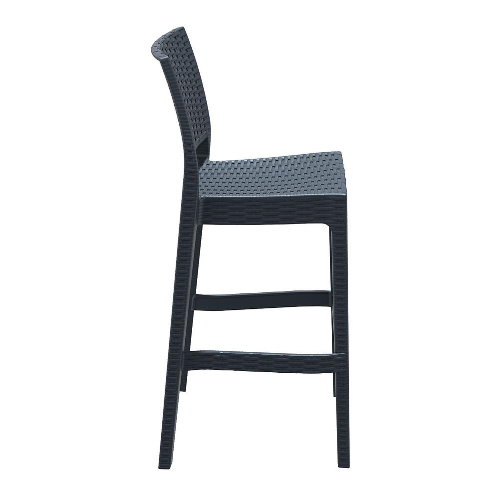 Jamaica Resin Wickerlook Bar Stool Dark Gray, Set of 2. Picture 6