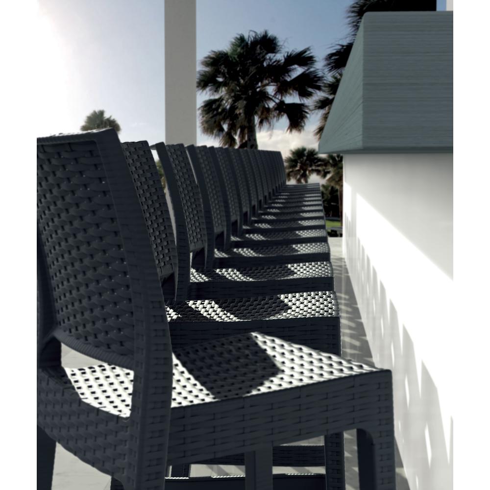 Jamaica Resin Wickerlook Bar Stool Dark Gray, Set of 2. Picture 9