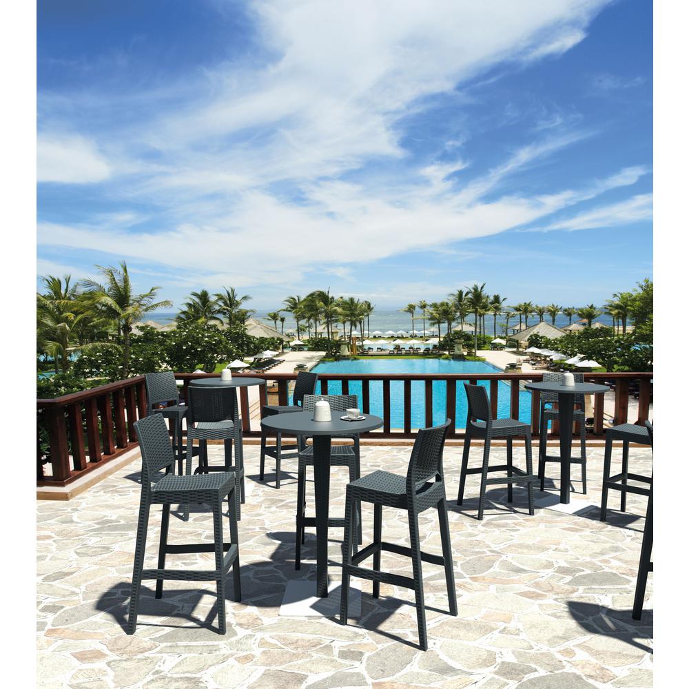 Jamaica Resin Wickerlook Bar Stool Dark Gray, Set of 2. Picture 10