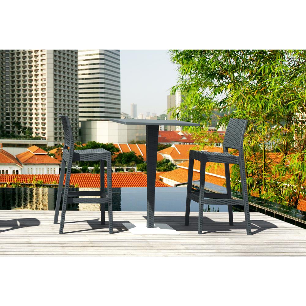 Jamaica Resin Wickerlook Bar Stool Dark Gray, Set of 2. Picture 11