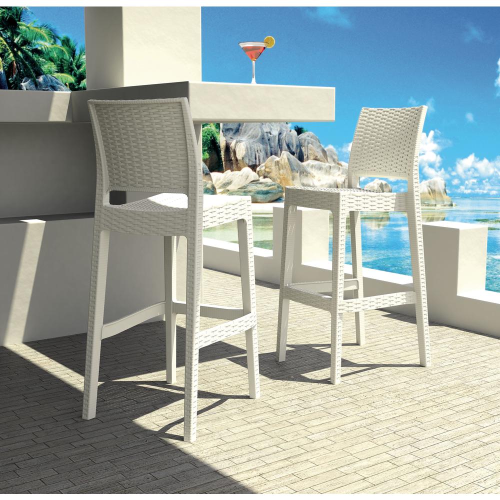 Jamaica Resin Wickerlook Bar Stool White, Set of 2. Picture 6