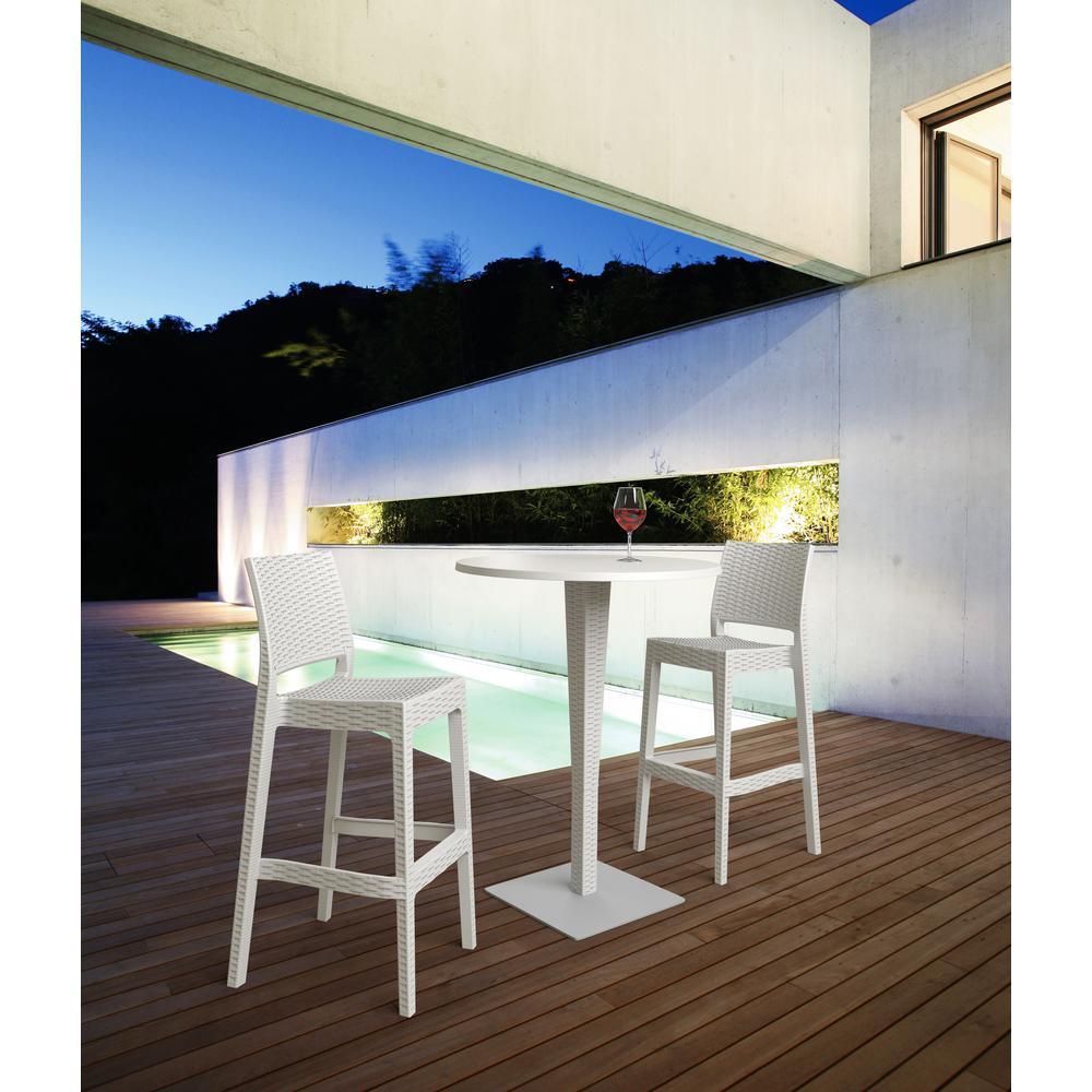 Jamaica Resin Wickerlook Bar Stool White, Set of 2. Picture 8