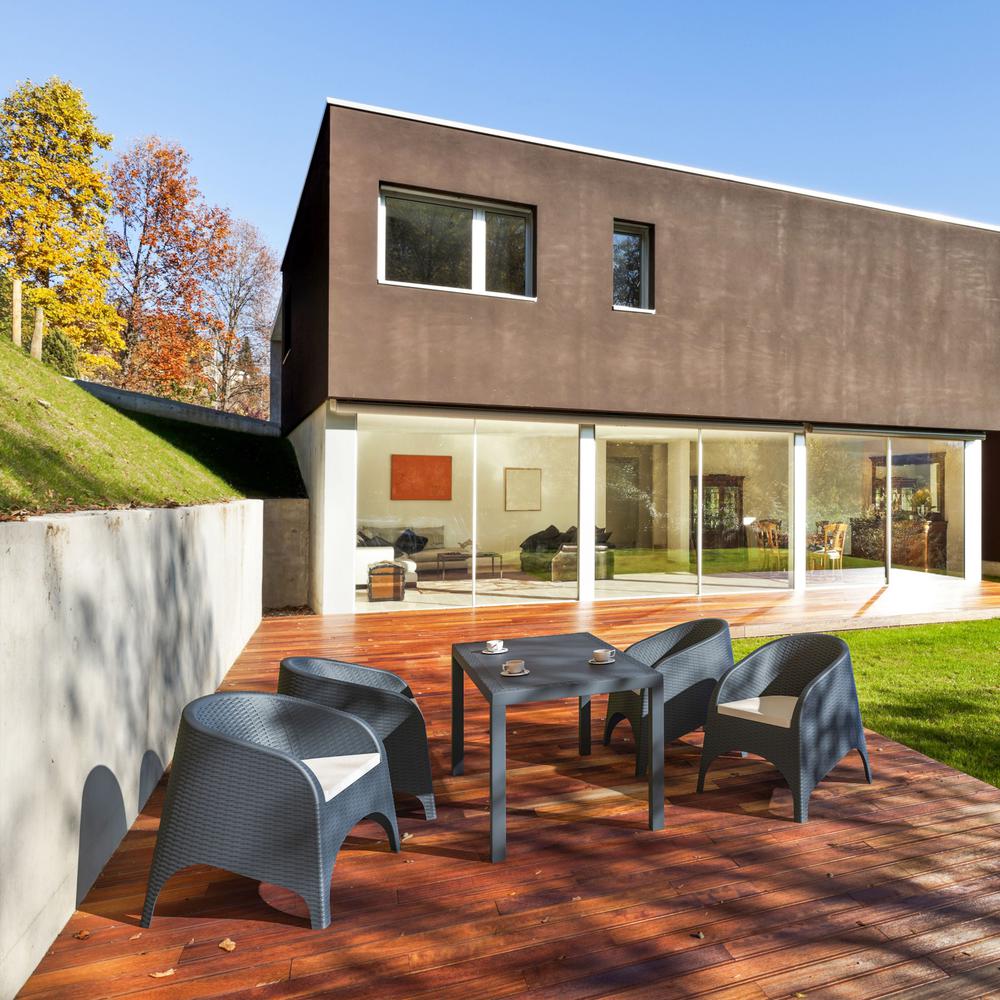 Orlando Wickerlook Rectangle Dining Table Dark Gray 55 inch. Picture 7