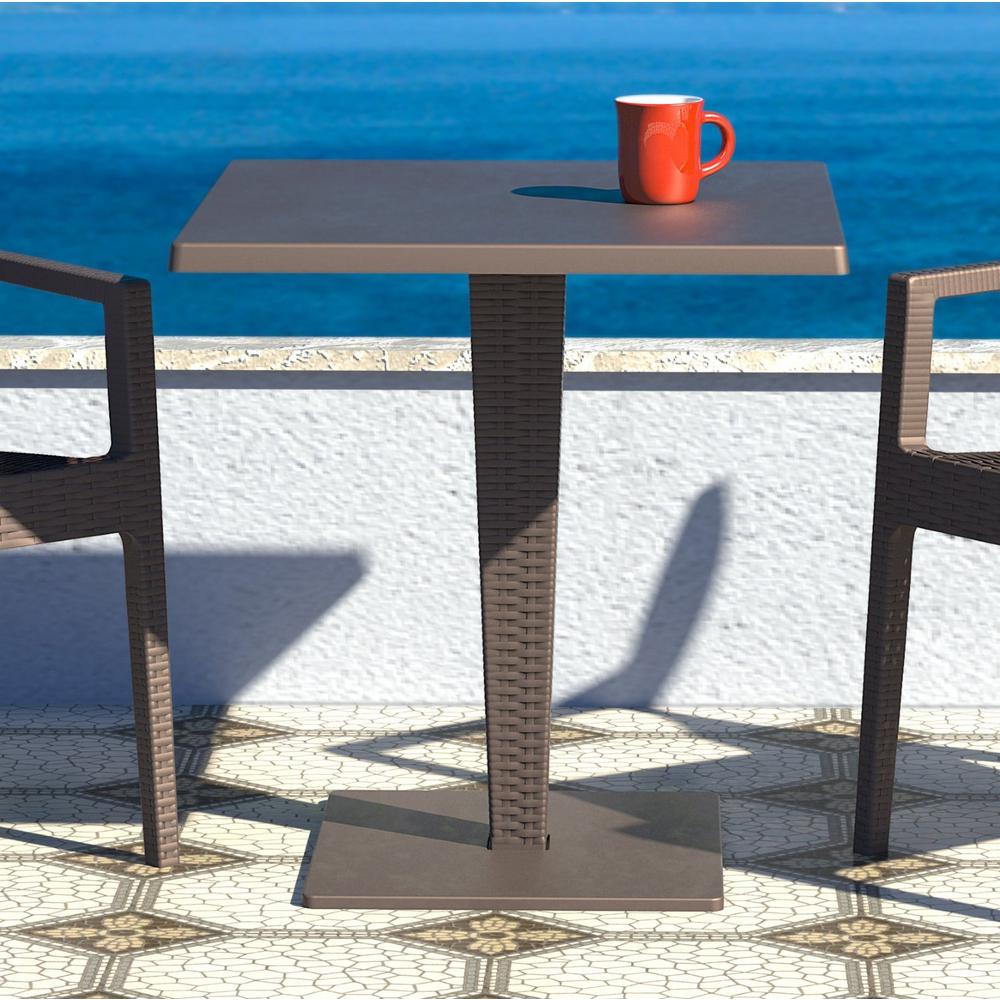 Riva Werzalit Top Square Dining Table Brown 27.5 inch. Picture 4