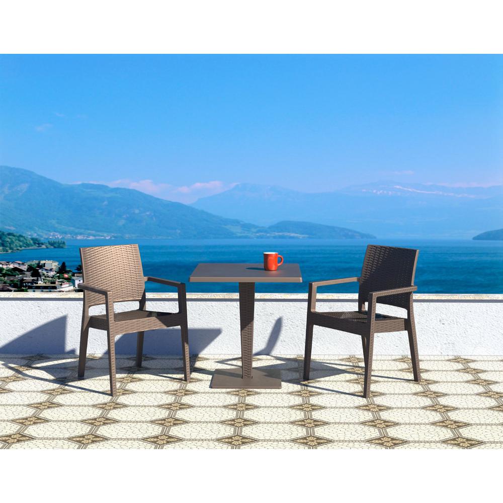 Riva Werzalit Top Square Dining Table Brown 27.5 inch. Picture 5