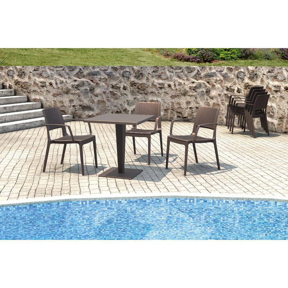 Riva Werzalit Top Square Dining Table Brown 27.5 inch. Picture 6