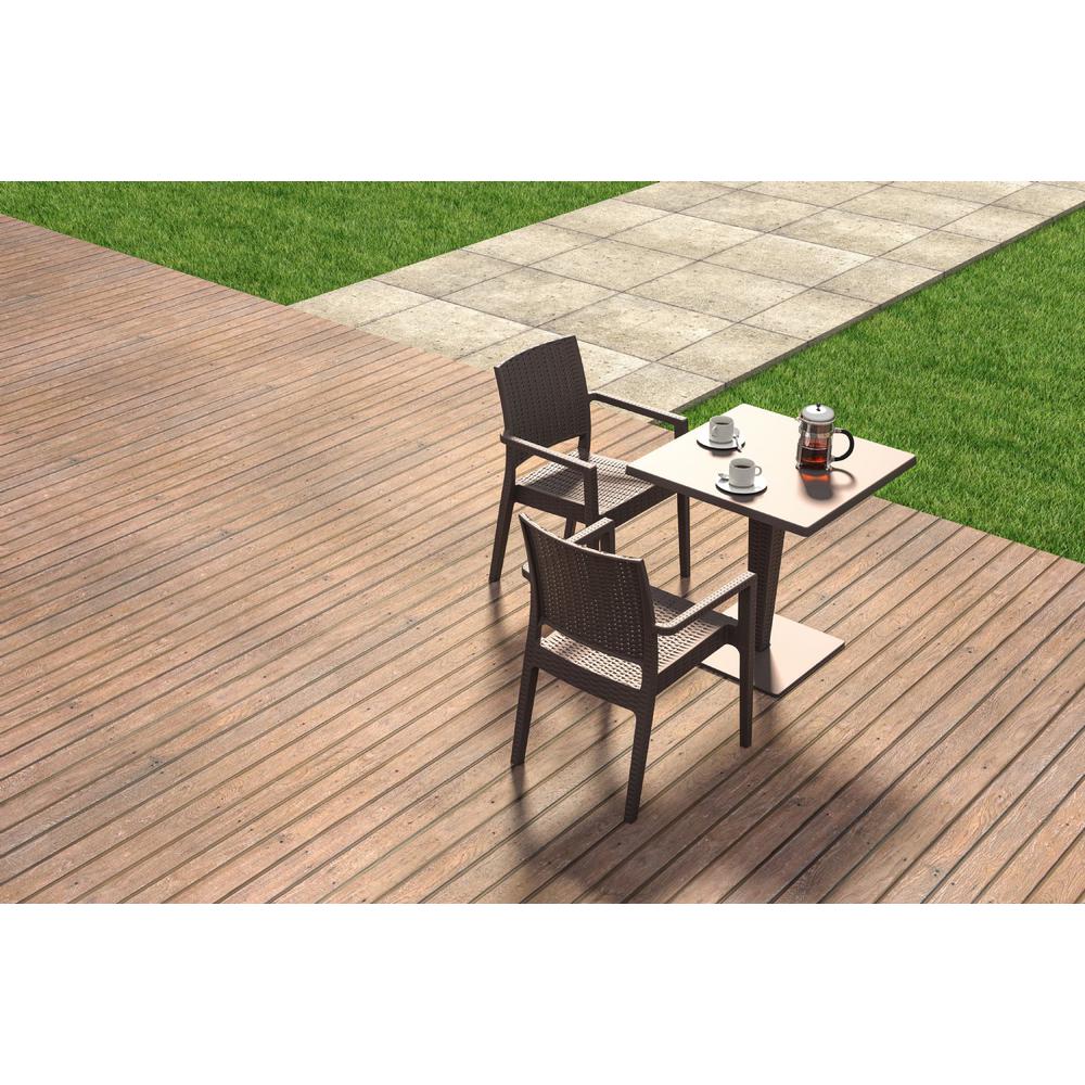 Riva Werzalit Top Square Dining Table Brown 27.5 inch. Picture 7