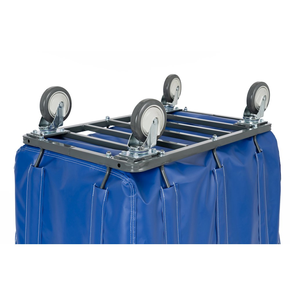 12 Bushel Vinyl Basket Truck with Steel Base, Blue. Picture 2