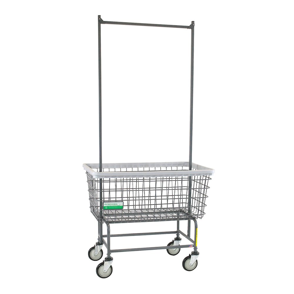 Antimicrobial Wire Utility Cart with Double Pole Rack, 6 Bushel. Picture 1