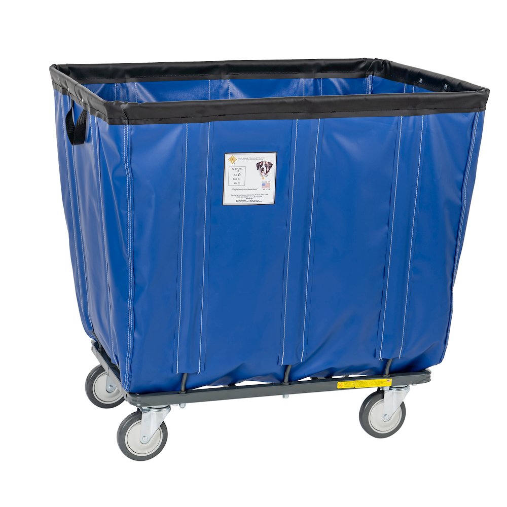 20 Bushel Vinyl Basket Truck with Steel Base, Blue. Picture 1