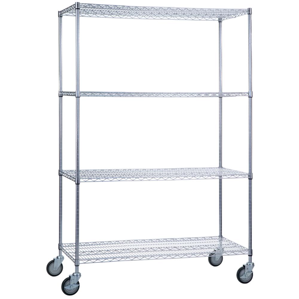 Heavy Duty Chrome Linen Cart, 18x48x72. Picture 1