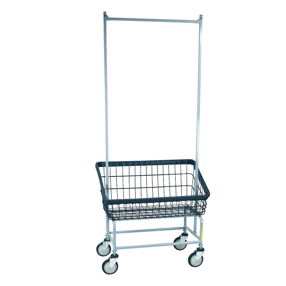Dura-Seven Large Front Load Wire Laundry Cart w/ Double Pole Rack. Picture 1