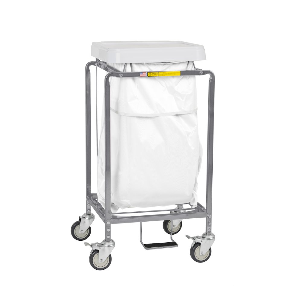 Single "Leakproof" Hamper w/ Foot Pedal, White Bag. Picture 1