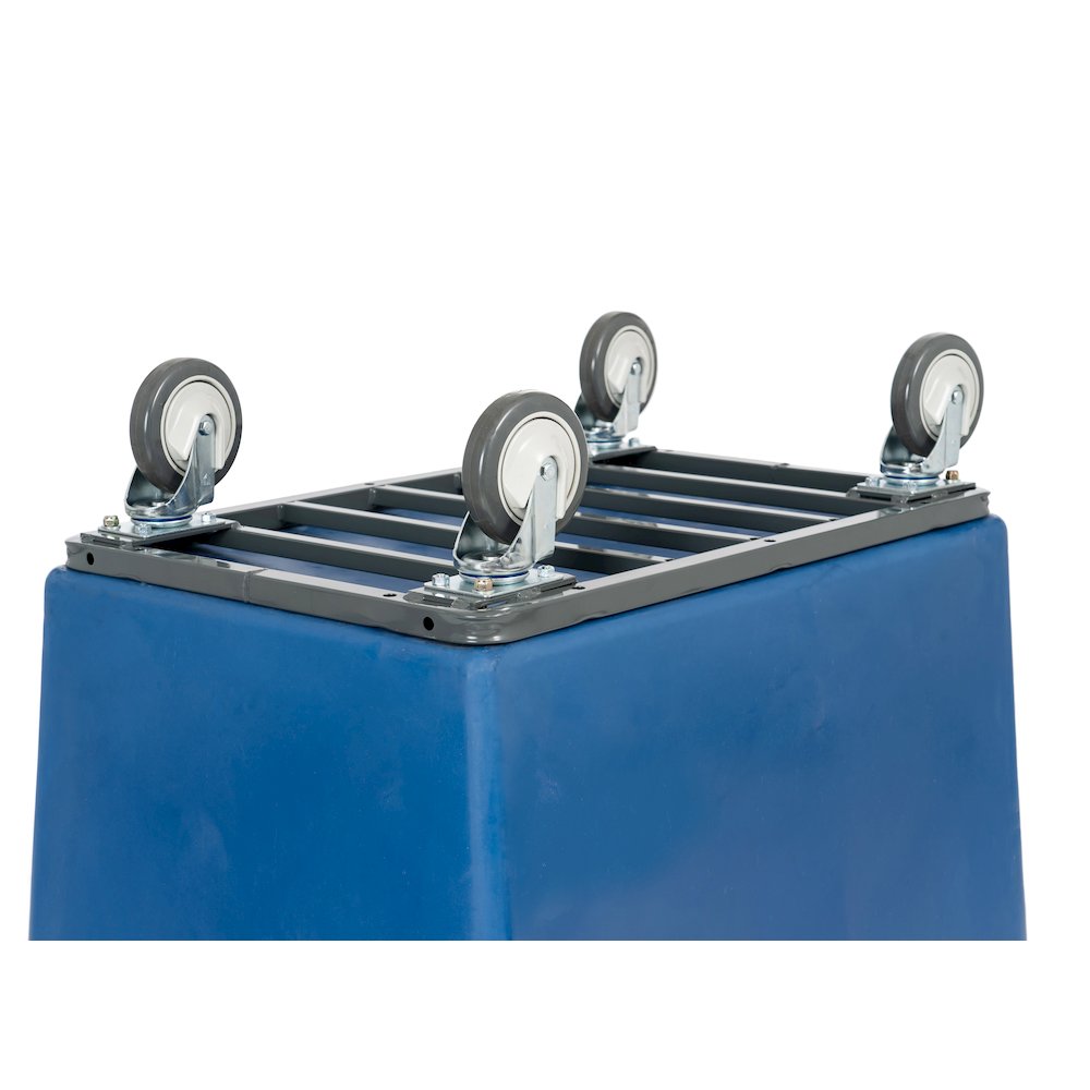 10 Bushel Poly Cube Truck with Steel Base, Blue. Picture 2